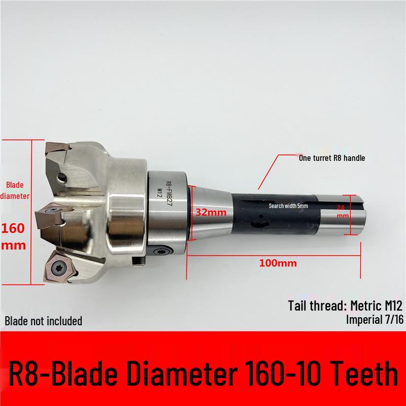 MFWN90 High-Speed Hexagonal Heavy Cutting Milling Cutter with Double-Sided Insert, Morse Taper 4 Turret R8