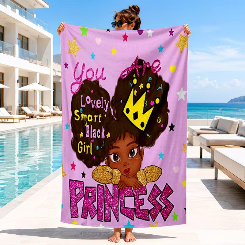 Black Princess Magic Celebration Beach Towel, Microfiber Beach Towel, Perfect For Pool, Beach, Travel, Home Decor Beach Party Fan gifts