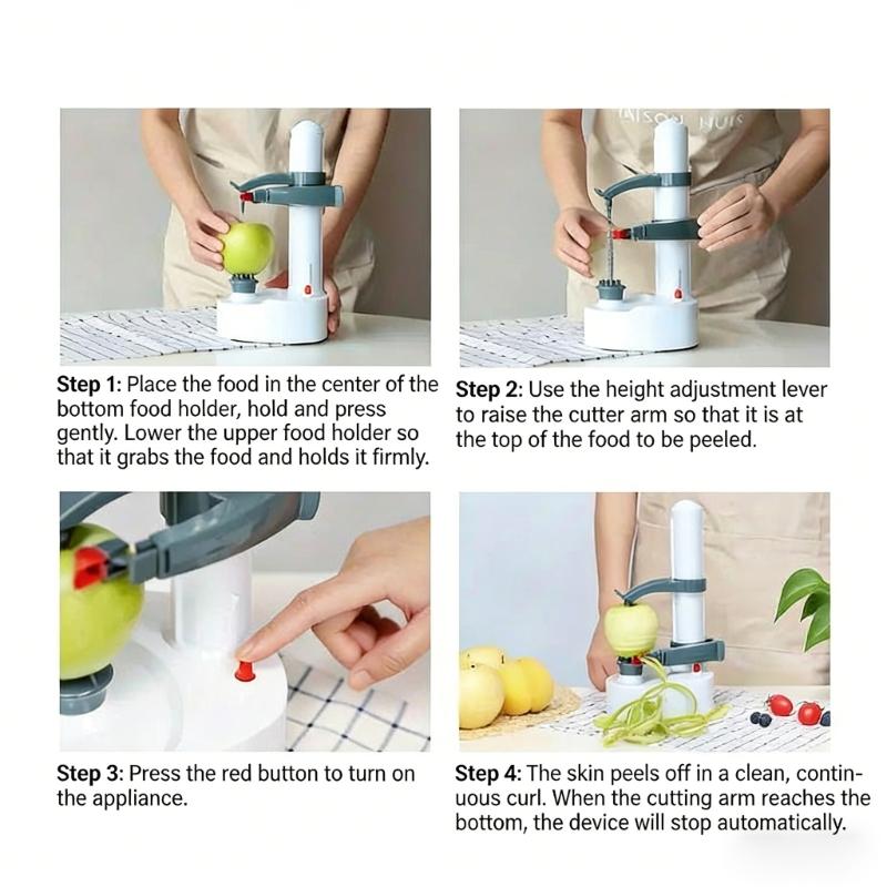 Electric Peeler Automatic Potato Peeling Machine with Blade For Fruit Vegetables Quick Peeling Easy Storage Kitchen Tool