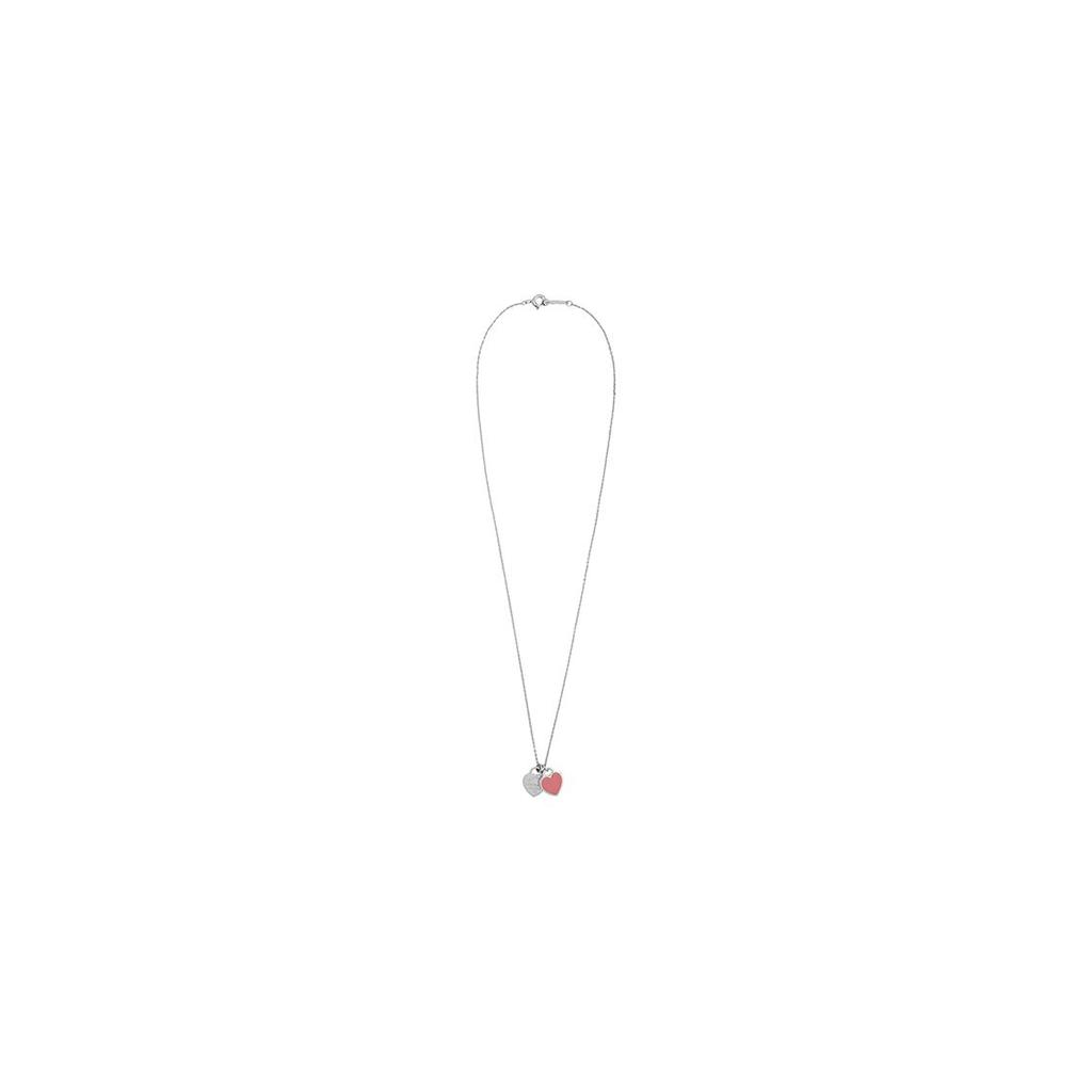 Tiffany & Co. Return To Tiffany Mini Double Heart Pendant Necklace Women Necklace Pink Silver 28751249