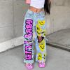 Women's High Waist Loose Fit Cargo Jeans Pants Streetwear Casual Wide Leg Denim