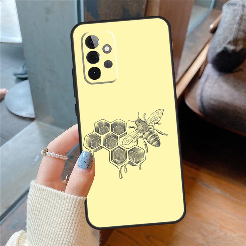 Bee Art Print Cute Cartoon Floral Case For Samsung Galaxy A54 A34 A14 A15 A13 A53 A16 A26 A36 A56 A12 A22 A32 A52 A06 A35 A55