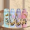 1PC Dried Flower Butterfly Wreath 750ml Color Plastic Sports Water Bottle Leakproof Flip Straw Lid Suitable for Sports Office Home Use