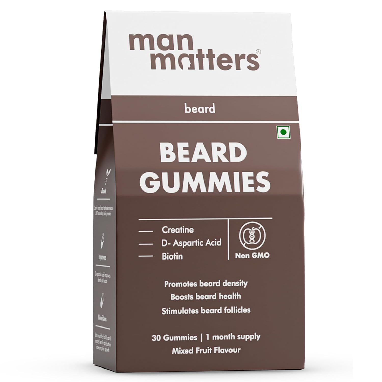 

Man Matters Жевательные витамины для бороды для мужчин 30 штук Веганская формула Для более густой и плотной бороды Ежедневный уход