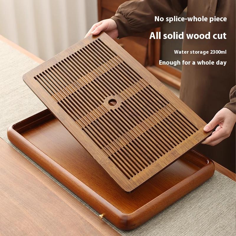 Tea Tray Home Small Solid Wood Pear Wood Dry Soaking Platform Water Storage Tea Set Tea Tray Wooden Tray