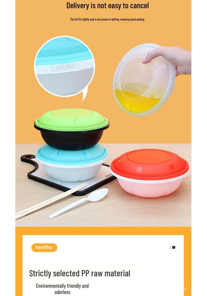 High-Quality Buckle Meal Box for Mala Tang, Hot Pot, and Pickled Fish - Thickened Round Anti-Theft Takeaway Soup Bowl