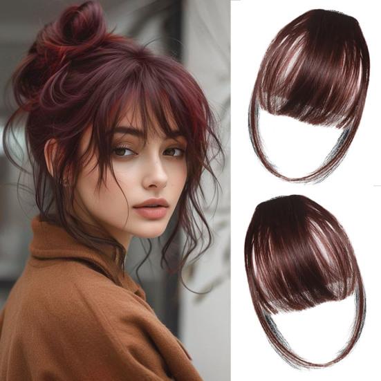 Frauen Clip-in Pony Natürliche Wispy Stirn Haar Extensions Faux Französisch Pony Mädchen