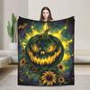 Halloween Pumpkin Flannel Blanket - Soft Warm Cozy Holiday Throw