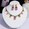 Set Fashion Trend Zircon Earrings & White Water Drop Necklace Jewelry