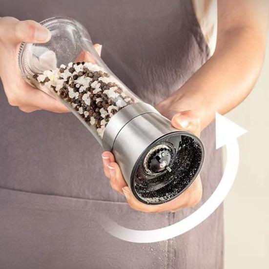 Pfeffermühle Edelstahl Einstellbar Manuelle Gewürzmühle Schwarzer Pfeffer Meersalz Kreuzkümmel Mühle Transparenter Körper Küchenwerkzeug