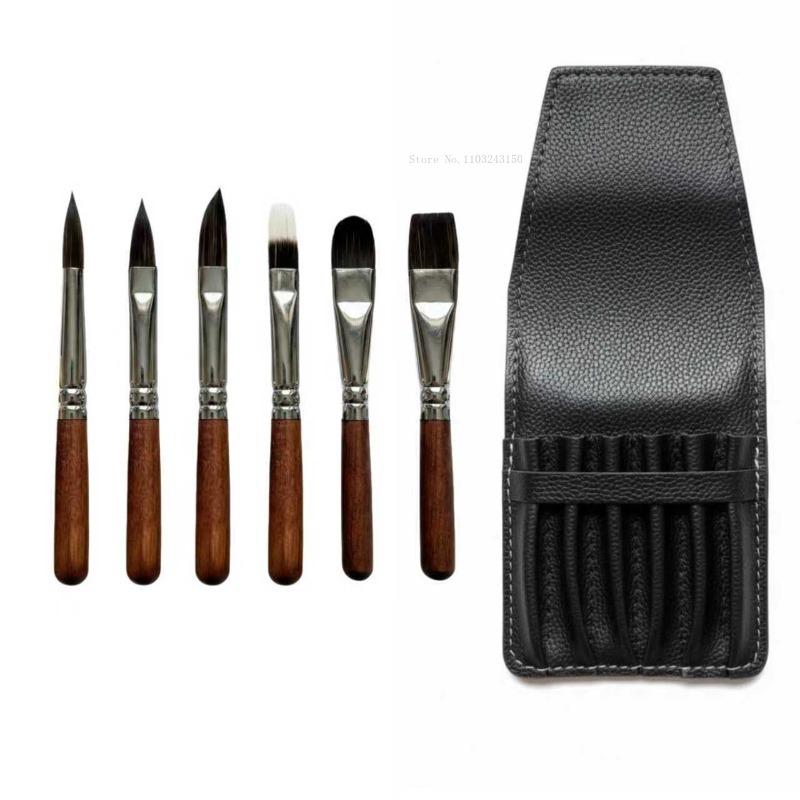 6Pcs Short Pole Travel Watercolor Pen Set Student Art Painting Water Chalk Details Outline Color Smudge Brush Travel Supplies