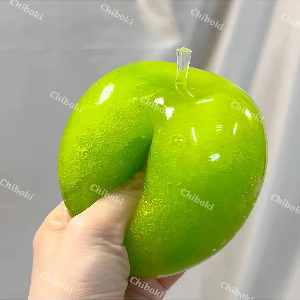 Green Apple Slushie Squishy Fidget Toy Crunchy Moldable Non-Bounce Sensory Stress Reliever Medium Grip Strength Slow Rising Gift