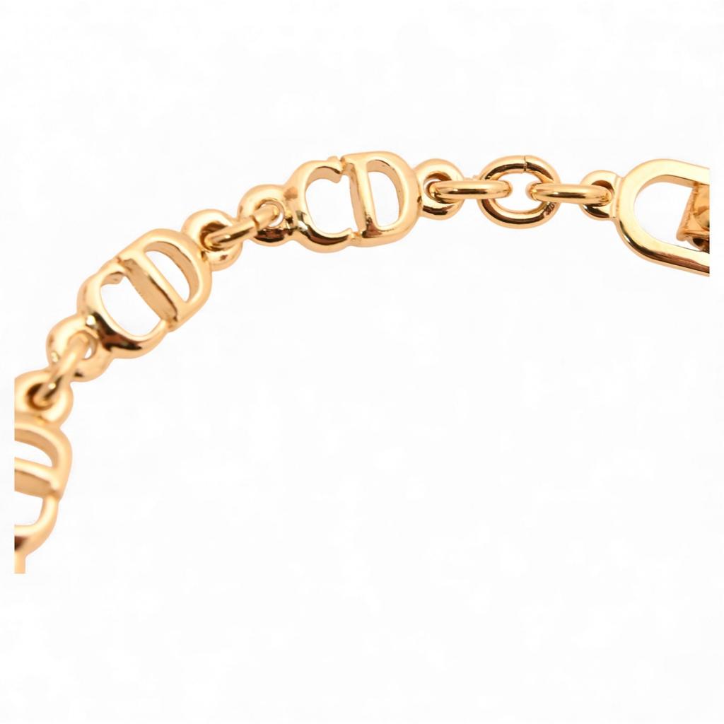 Auth DIOR CD Logo Gold Bracelet Women's Jewelry Di6610jd Used
