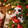 Lightweight Acrylic Party Supplies Cute Cow Christmas Ornament, Cartoon Milk Hanging Decoration, 2D Unique Souvenirs Flat Farmhouse Animal Pendant for