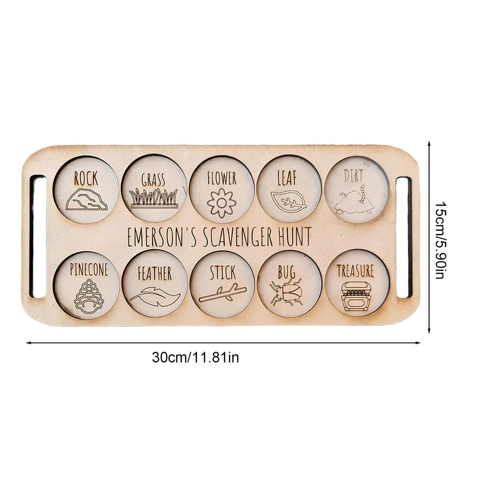 Scavenger Hunt for Kids Wooden Nature Tray Outdoor Scavenger Hunt for Camping Backyard Educational Activity Road Trip Birthday