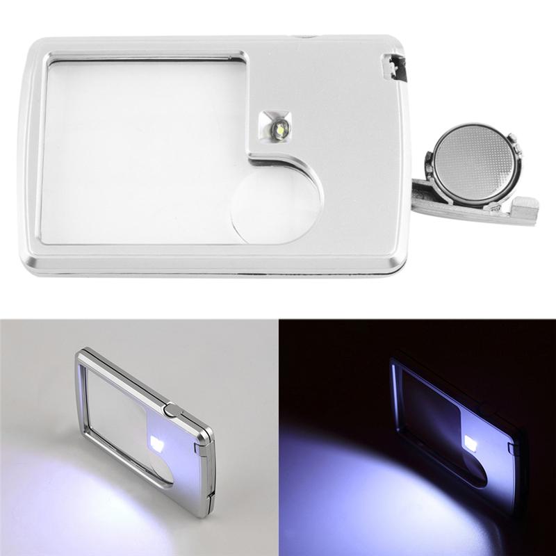 3X 6X LED Světlo Zvětšovací lupa na šperky Lupa Karta Objektiv Zvětšovací sklo