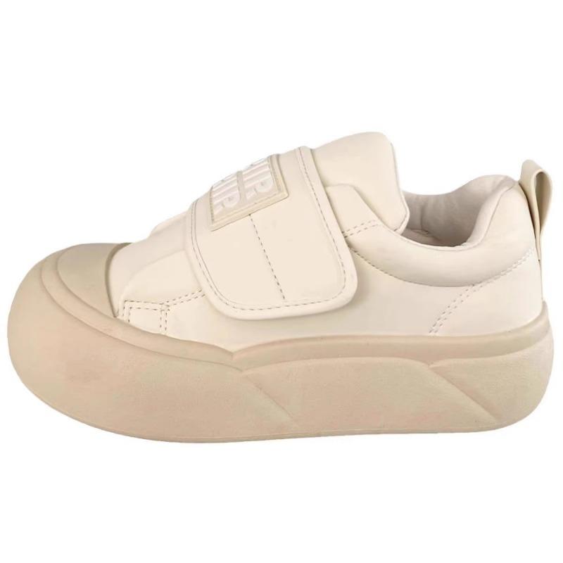 Milchweiße Plateau weiße Schuhe Damen hässlich süß Herbst neu Nische Klettverschluss großer Kopf Brotschuhe Studenten Board Schuhe