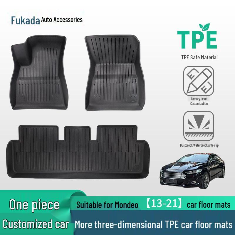 TPE Anti-Slip Car Floor Mats for Ford Mondeo (2013-2021), Easy to Clean, Vehicle-Specific Design.