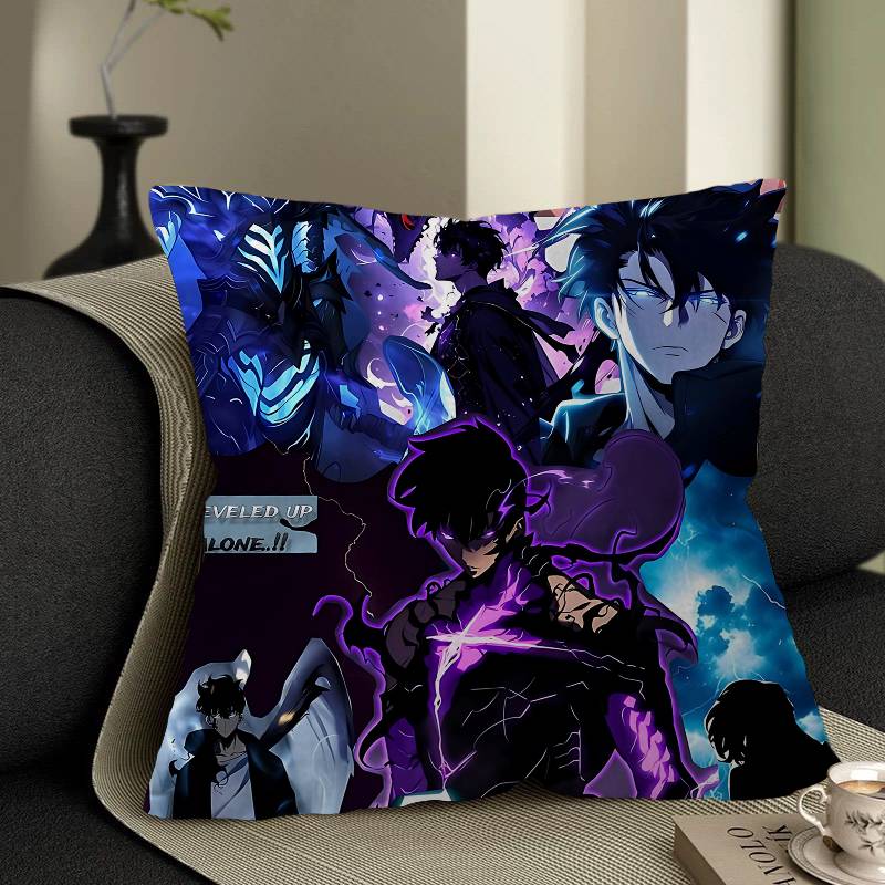 Anime Solo Cartoon Leveling Pillow Gift Home Office Decoration Bedroom Sofa Car Cushion Cover Case 45x45