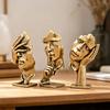 3/1Pcs Brass Abstract Face Sculpture Desktop Decoration Modern Art Statue European Style Figurine Home Office Decor Ornaments
