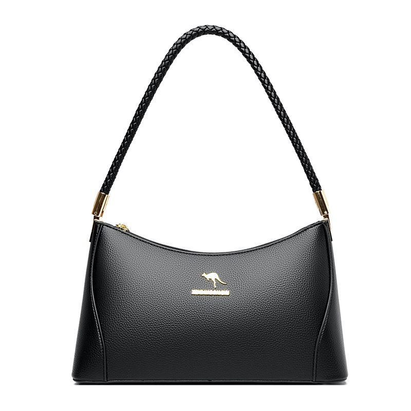 

Genuine Leather Women s Texture Large Capacity Underarm Bag Black