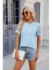 2024 Women's Solid Color Lace Splice Round Neck Short-Sleeve T-Shirt