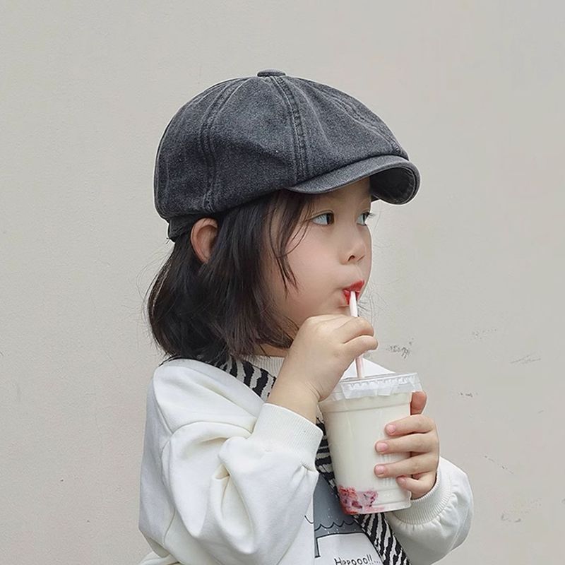 Autumn Beret Cap for Boys and Girls Western-Style Character Hat for Children Casual Wear In Spring and Fall