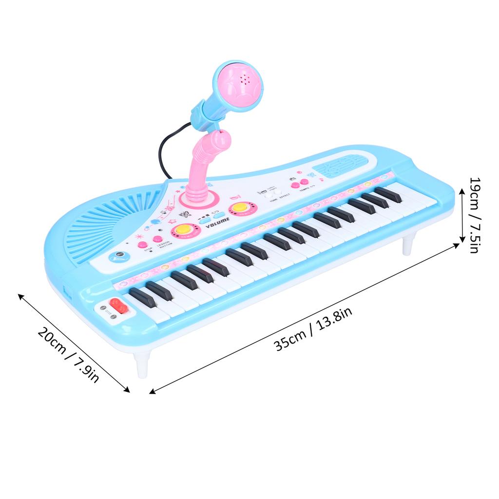 Children Music Instrument Toy with Microphone Battery Powered 37 Keys Electric Music Toy