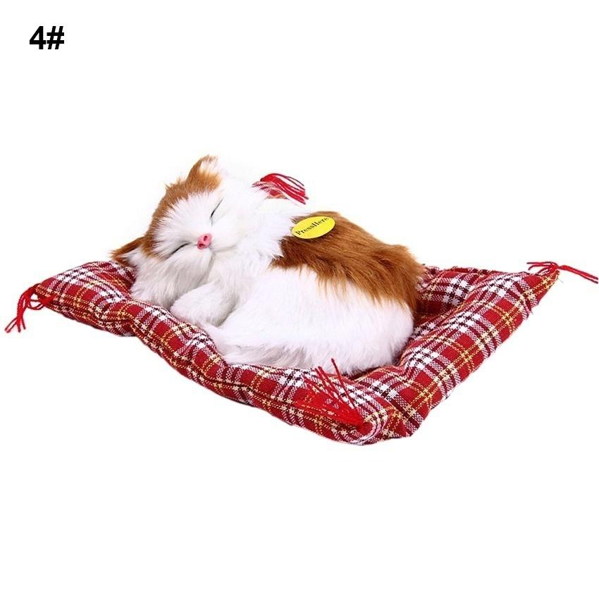Lovely Simulation Animal Doll Plush Sleeping Cats Toy with Sound Kids Toy Birthday Gift Doll Decorations Stuffed Toys