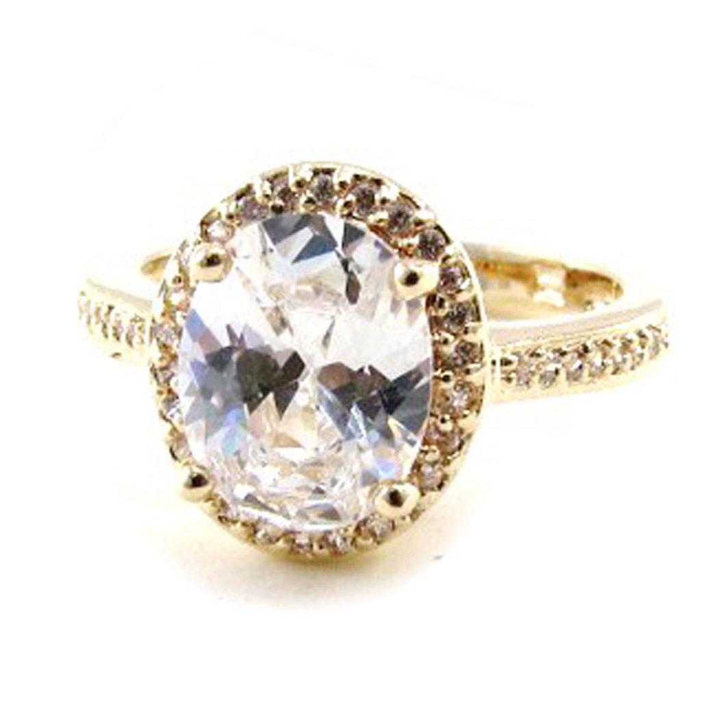 Gullbelagt Ring 'Victorina' hvitt gull - 10x12 mm