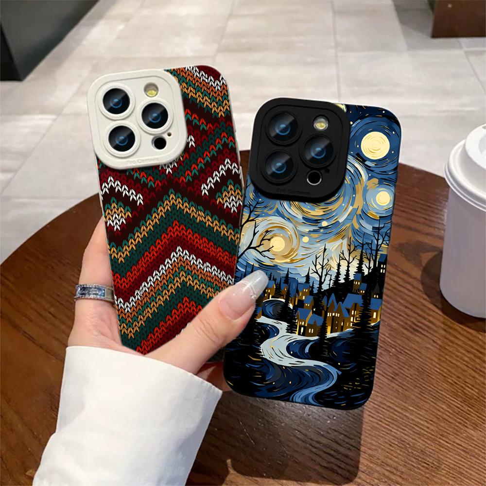 Artistic Stars Night Phone Case For iPhone 16 14 15 7 8 Plus XS XR X For iPhone 17 16 15 14 13 12 11 Pro Max Protective Funda