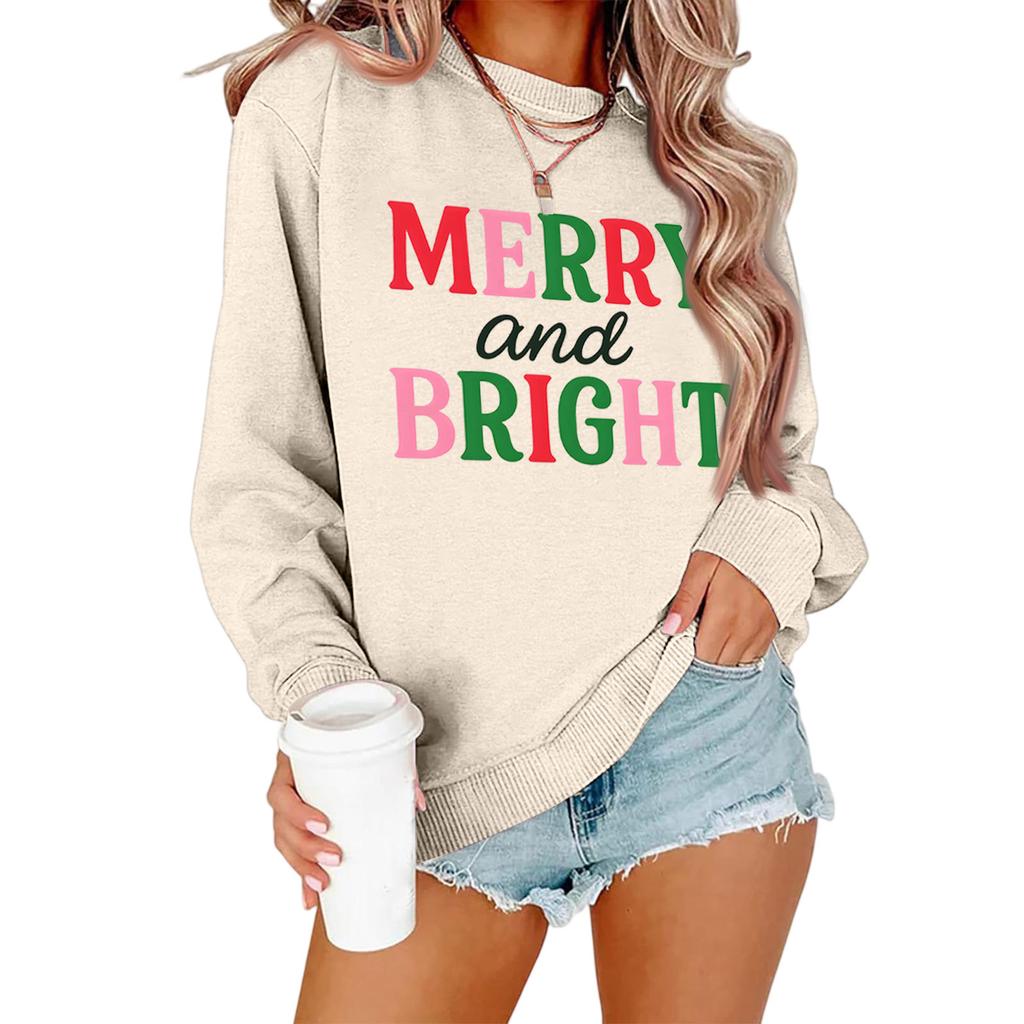 Damen Locker Bequem Lässig Modisch Charakterdruck Rundhals Langarm Sweatshirt