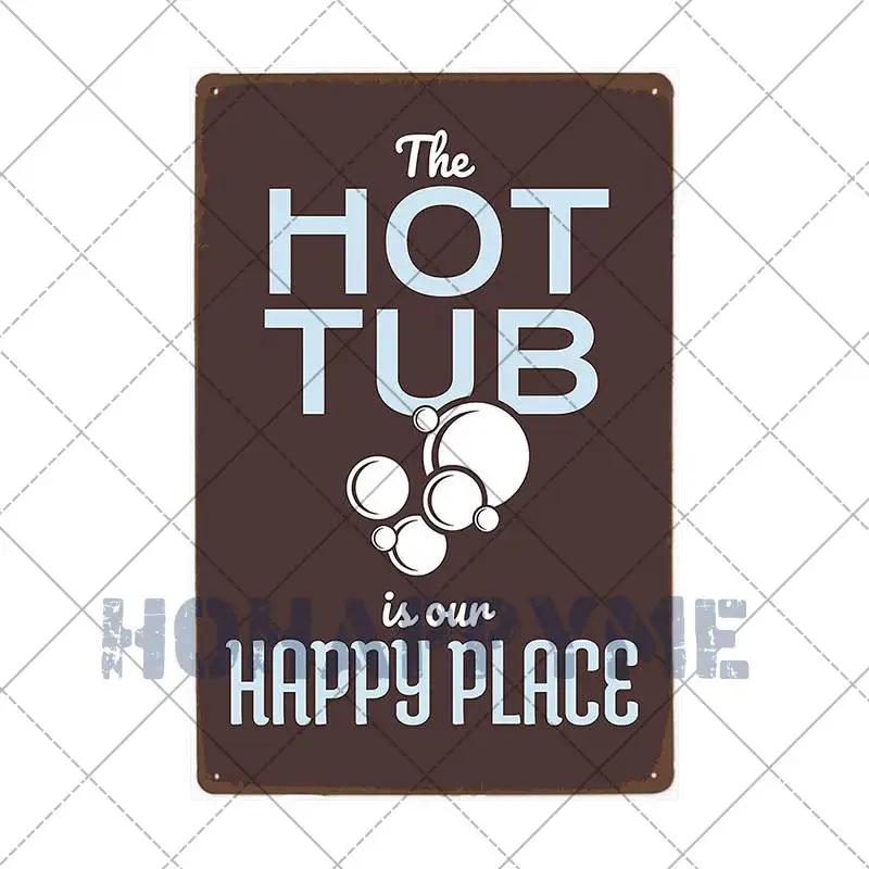 Funny Outdoor Hot Tub Metal Tin Sign Plates Vintage Poster Bathroom Plaques Wall Decorative Retro Home Decor 20*30cm