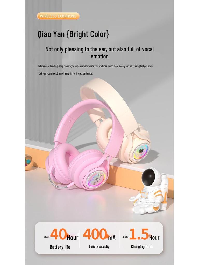 S5(M2) Astronaut Bluetooth Earbuds: Luminous Wireless Gaming Headphones with Heavy Bass