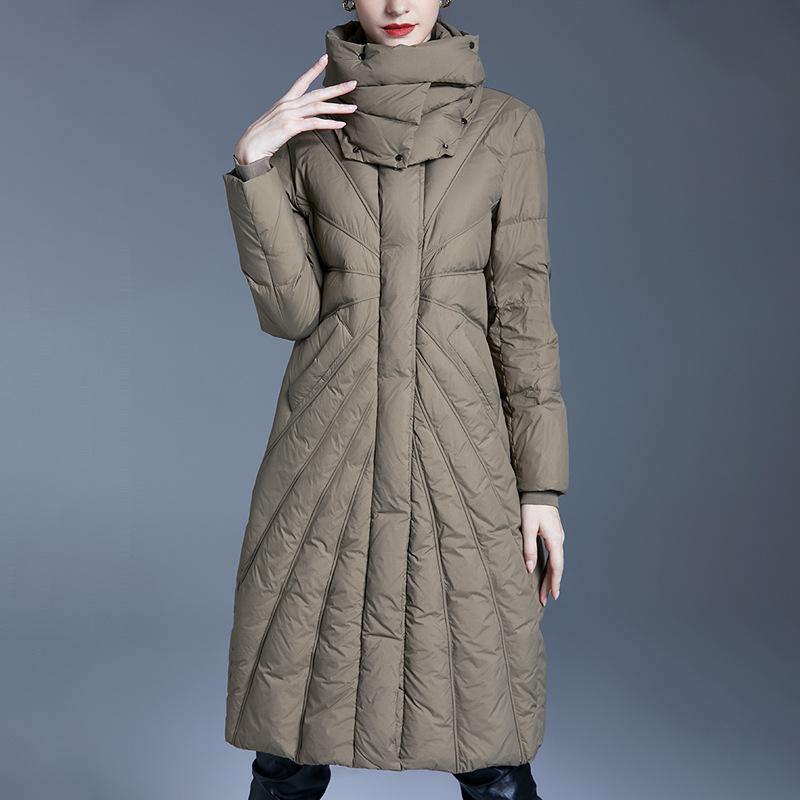 European and American temperament down jacket women's medium and long new winter clothing loose and thin women's clothing jacket thickened bread clo