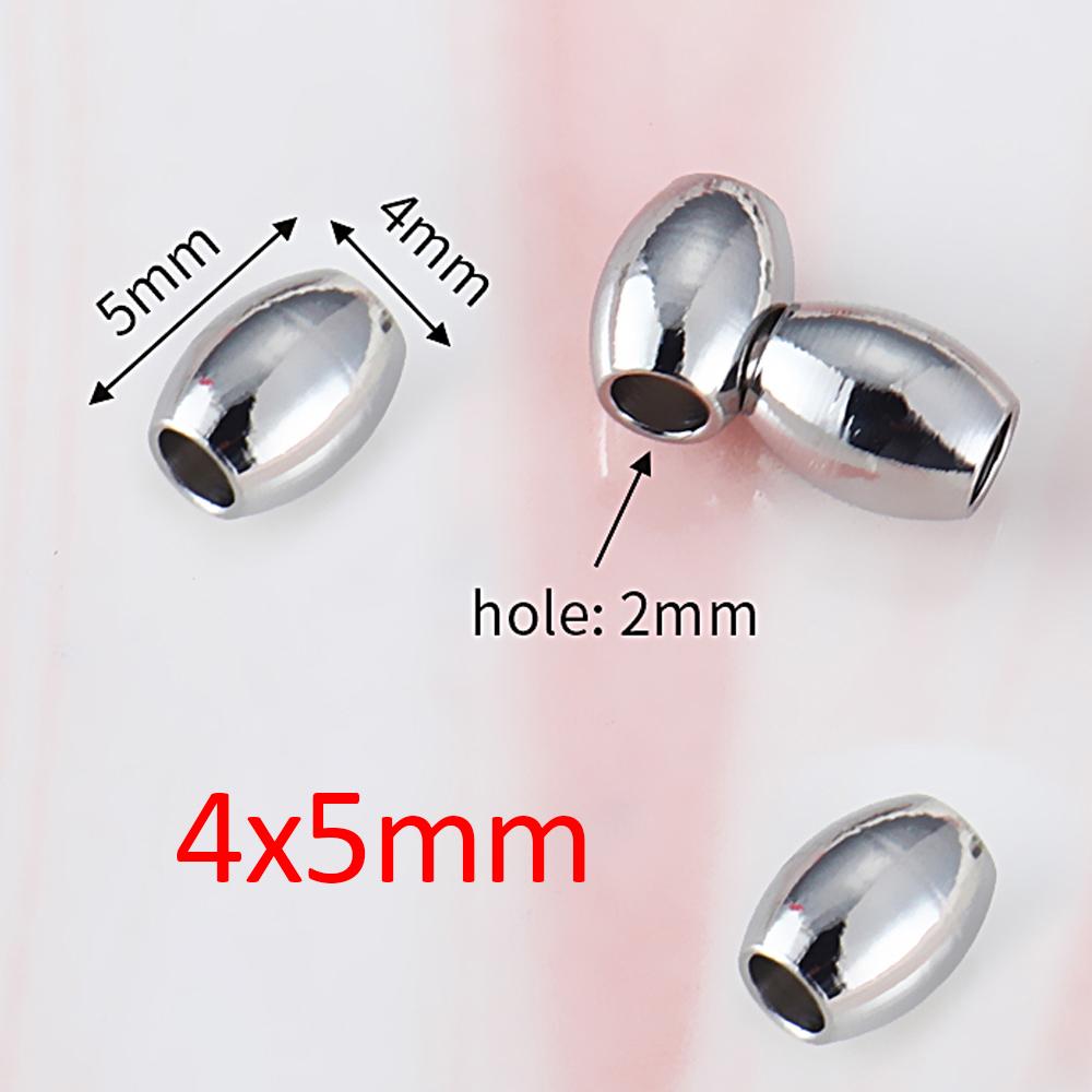 10-40pcs Stainless Steel Long Oval Cylinder Spacer Beads Charm Loose Bead for DIY Leather Bracelets Necklace Jewelry Making
