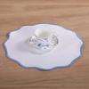 Scalloped Round Placemat Linen Machine Washable Placemat Heat Insulation Table Mat for Dining Table Protection Decoration