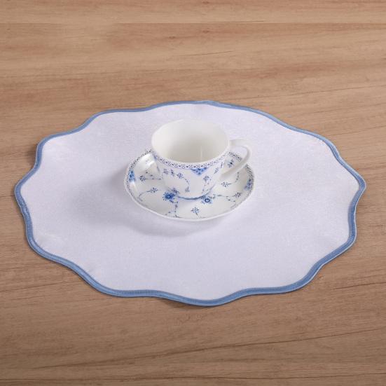 Scalloped Round Placemat Linen Machine Washable Placemat Heat Insulation Table Mat for Dining Table Protection Decoration