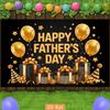 Two-dimensional Flat Banner 1 Piece Party Banner Poster - Happy Father's Day Black and Gold Balloons Gift Box Starszyc