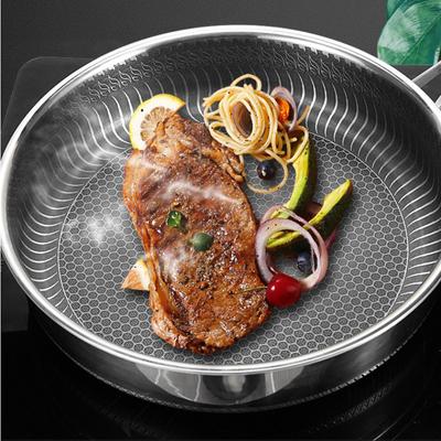 Grillpfanne Bratpfannen Edelstahl Doppelgriffe mit Haltegriff Durchmesser 30cm Grillplatte Wok