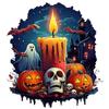 Pumpkin Wall Break Halloween Horror Candle Sticker - Removable, Self-Adhesive