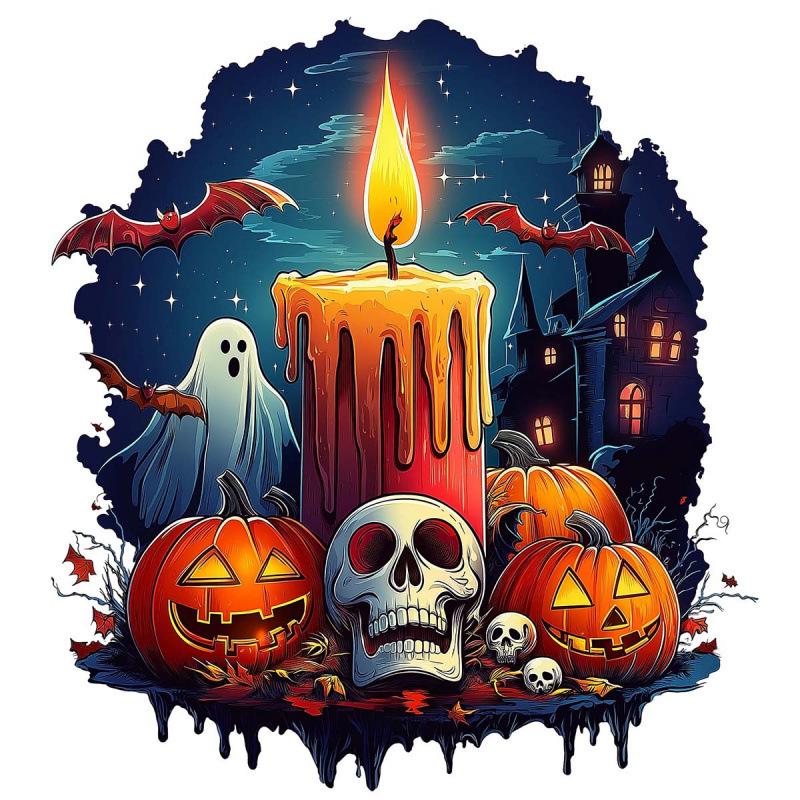 Pumpkin Wall Break Halloween Horror Candle Sticker - Removable, Self-Adhesive