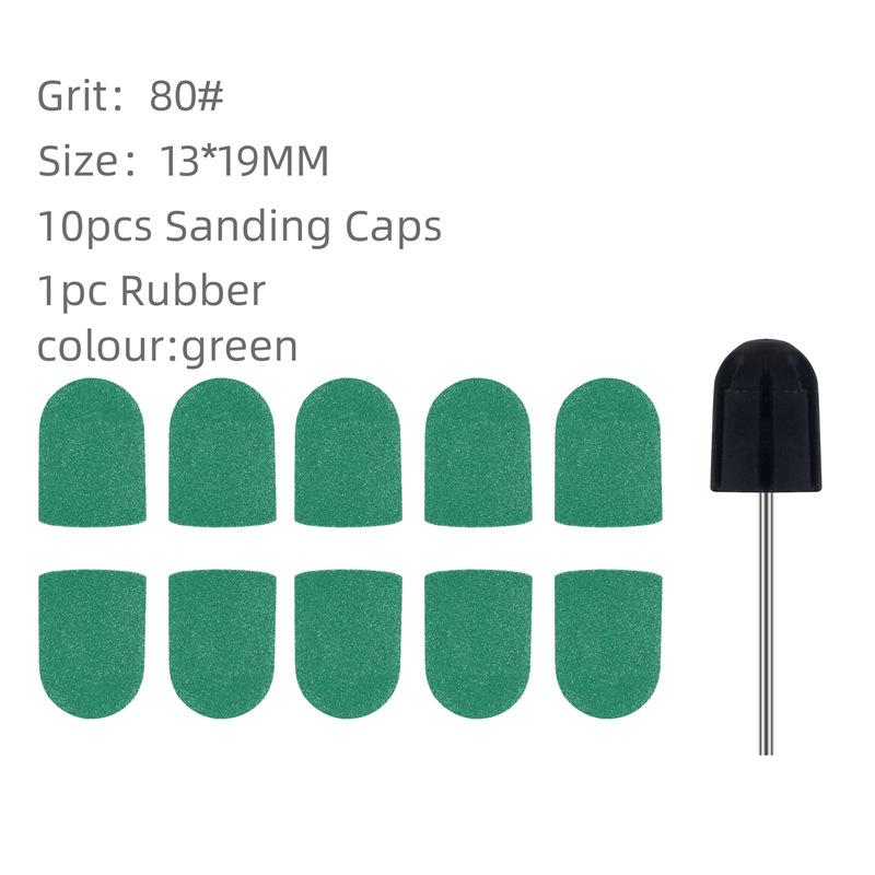 Candy Color Nail Art Sand Cap Nail Polishing Head Sand Ring Electric Nail Drill Machine Accessory Cuticle Dead Skin Removal Manicure Tool with Rubber