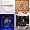 Custom Bohemian Tapestry Wall Hanging, Hippie Sun & Moon Design, Fluorescent Skull Print, Dorm Room Decor, Free Design & Samples