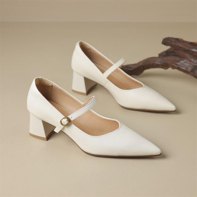 Taoffen Escarpins décontractés pour femmes Fil à coudre Bout pointu Talon haut Mode Souple Talon moyen Solide Décontracté Chaussures pour femme de bureau