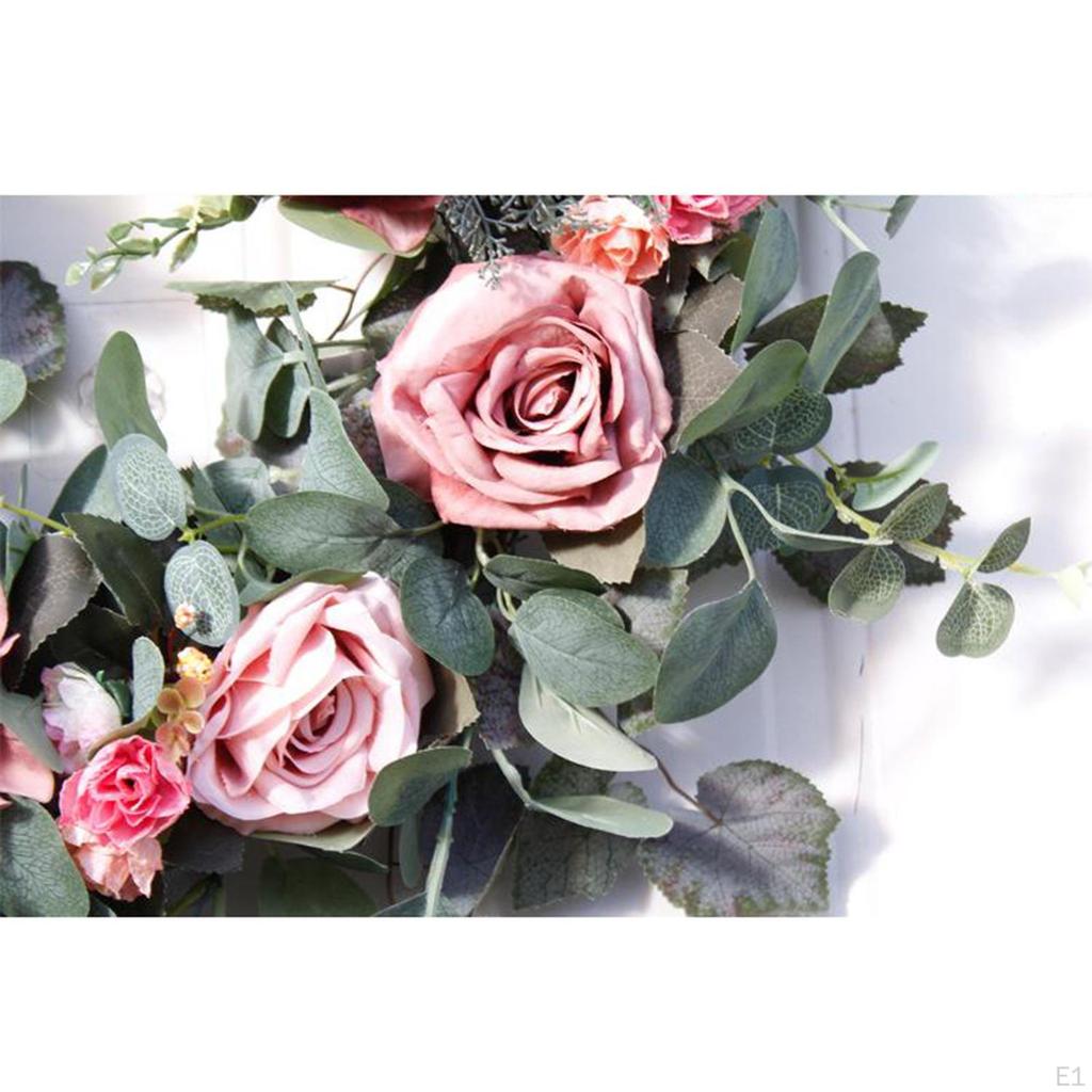 Flower Wreath Handmade Pink Floral Artificial Spring Garland for Front Door Wall
