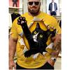 Herren T-Shirt große Größe kurzärmlig 3D Katzenmuster lustig bedruckt Rundhals locker Sommer Freizeit Trendiges kurzärmeliges Oberteil