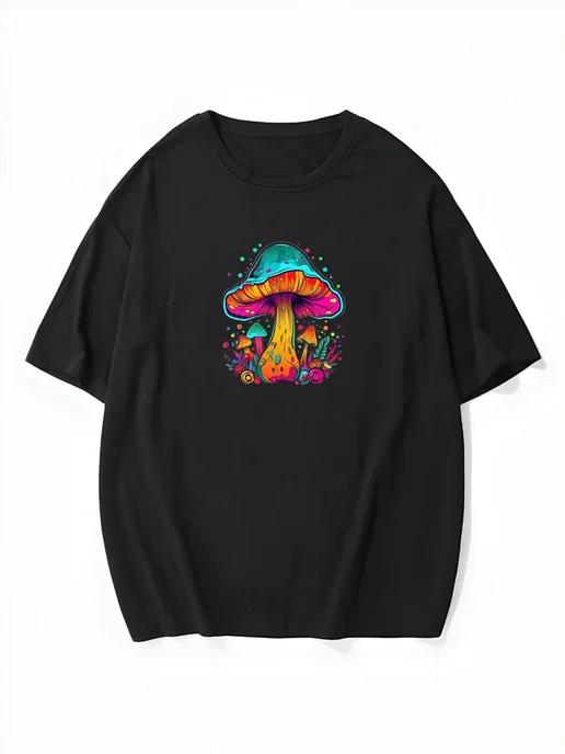 Oversized T-shirt with mushroom print M