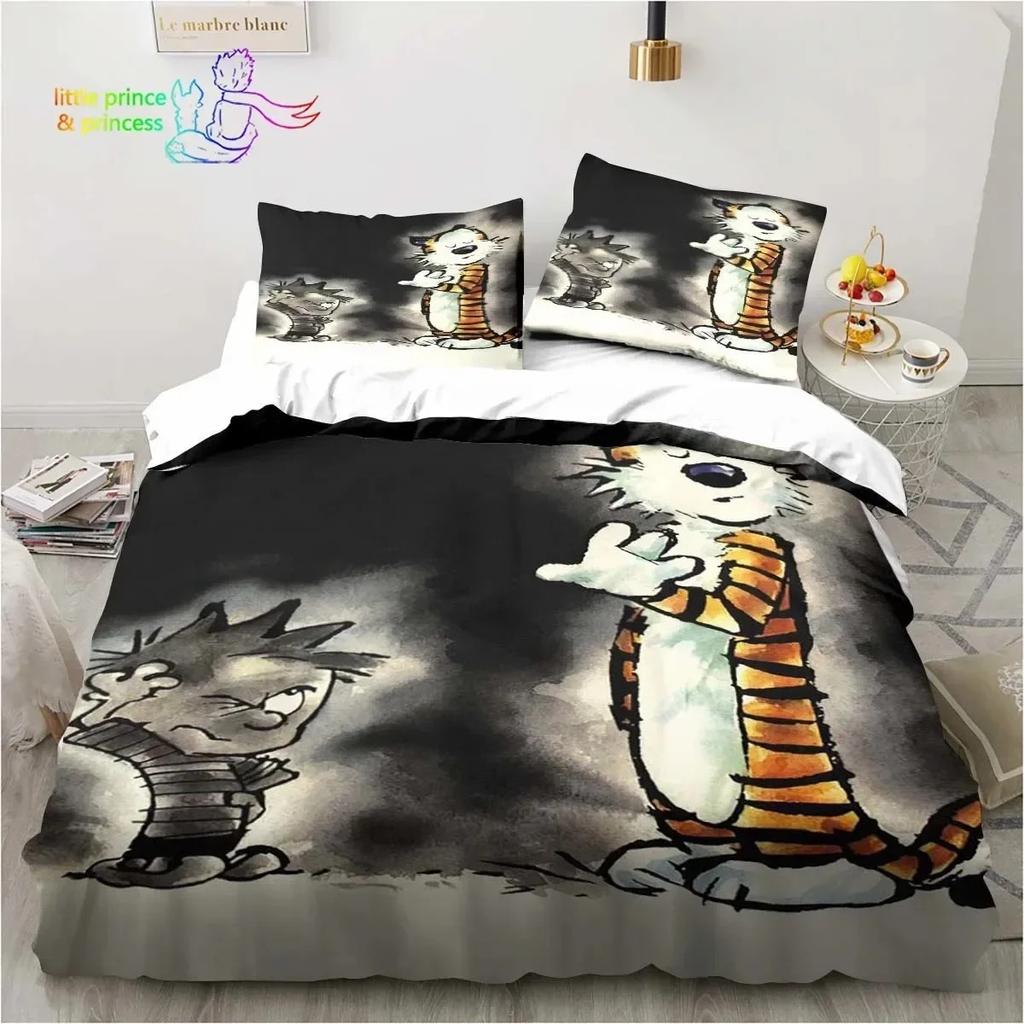 Cartoon Calvin Hobbes 3D Print Bedding Set Single Twin Full Queen King Size Bed Set Adult Kid Bedroom Bedding Gift