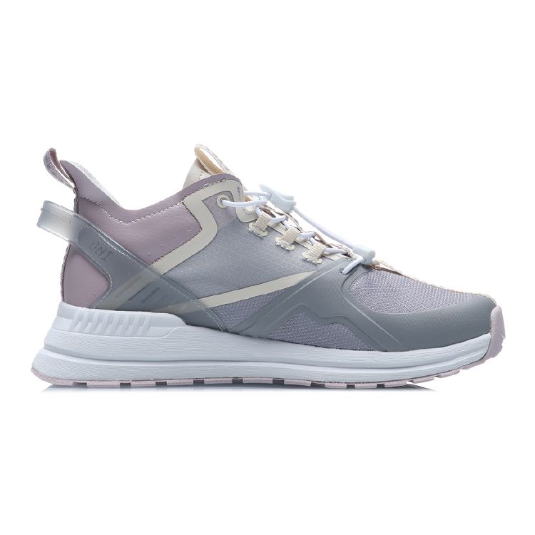 Li Ning Comfortable Versatile Non-Slip Shock Absorbing Wear-Resistant Breathable Lightweight Low-Top Running Shoes Kids sneaker Purple Gray YKCR014-4